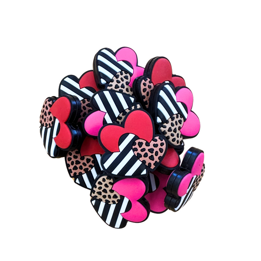 Hearts Silicone Focal Bead | 12 Mixed Pack