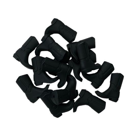 Black Cowboy Boots Silicone Bead| 12 pk