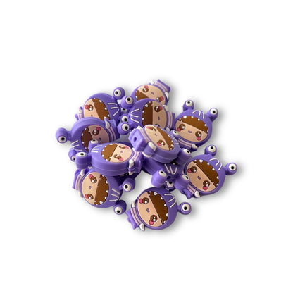 Monster Movie Character Purple Boo Silicone Focal Bead 12 pk