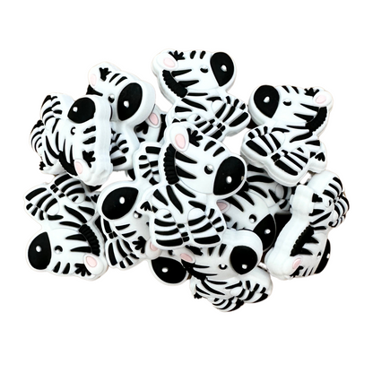 Zebra Silicone Focal Beads | 12 Pack