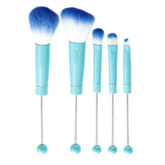 Blue Beadable Makeup Brushes | Set of 5