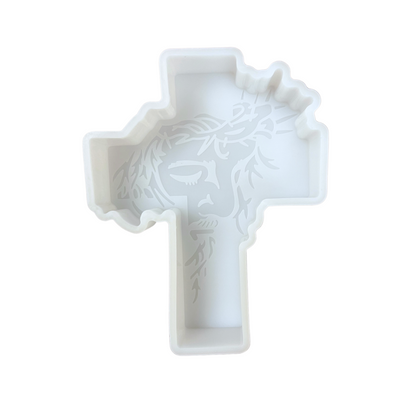 Cross with Jesus with Crown of Thorns  Silicone Mold