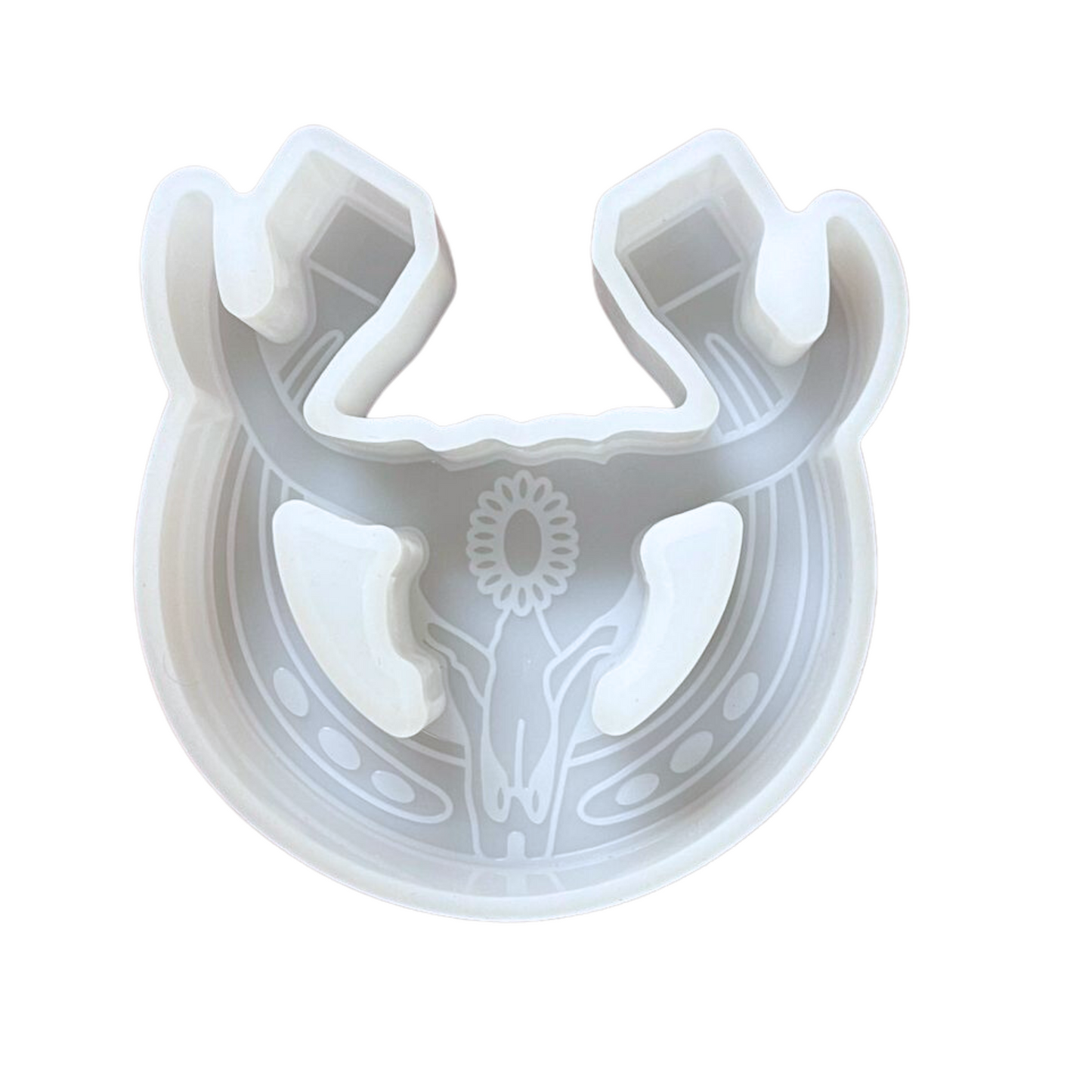 Bull Skull Aztec Concho Horse Shoe Silicone Mold