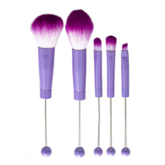 Purple Beadable Makeup Brushes Set of 5