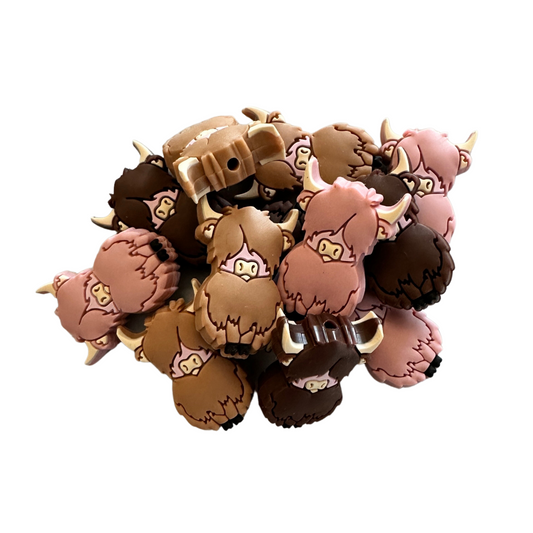 Highland Cow Focal Beads Silicone | 12 pk