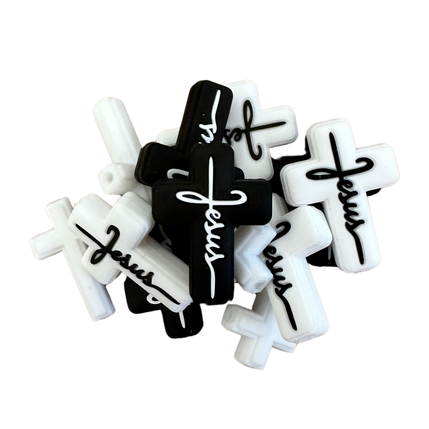 Jesus Cross Silicone Focal Bead Set | 12 Pc Mixed Pack