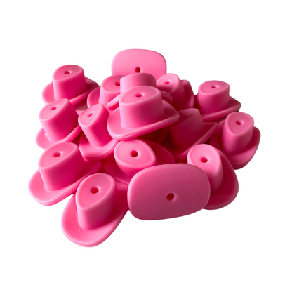 Pink Cowboy Hat Silicone Bead | 12 pk