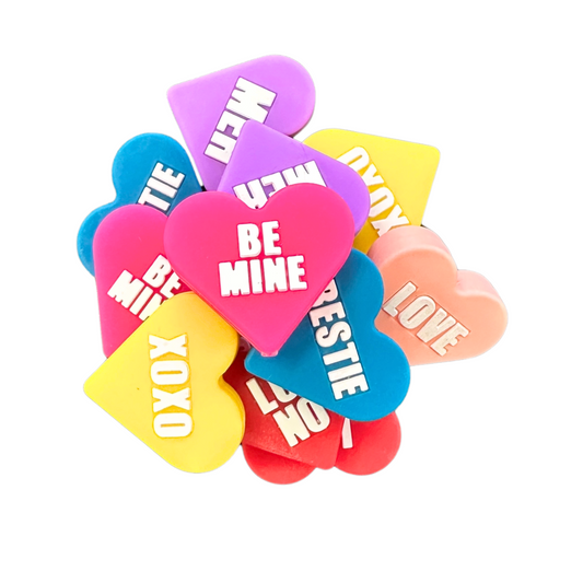 Conversation Hearts Silicone Focal Bead | 12 Mixed Pack