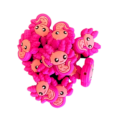 Pink Axolotl Focal Beads Silicone