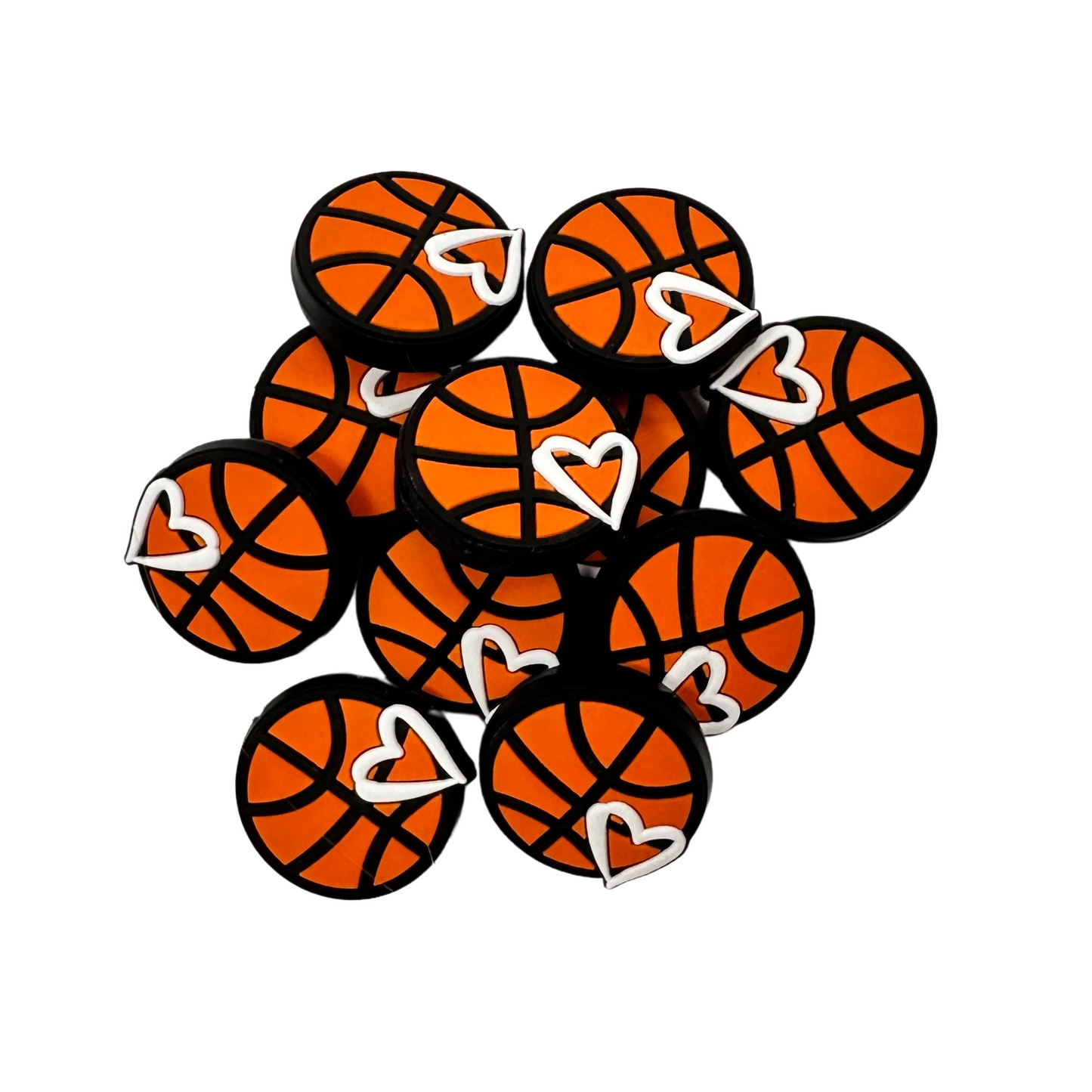 Basketball with Heart Silicone Beads| 12 pk