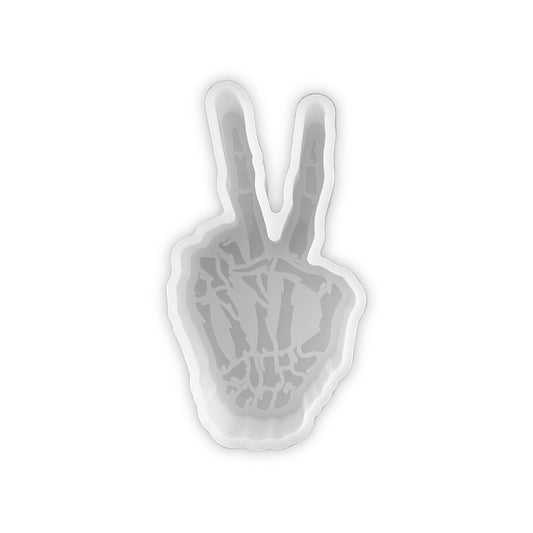 Skeleton Hand Peace Sign Freshie Mold Silicone 4.8x2.5x0.8”