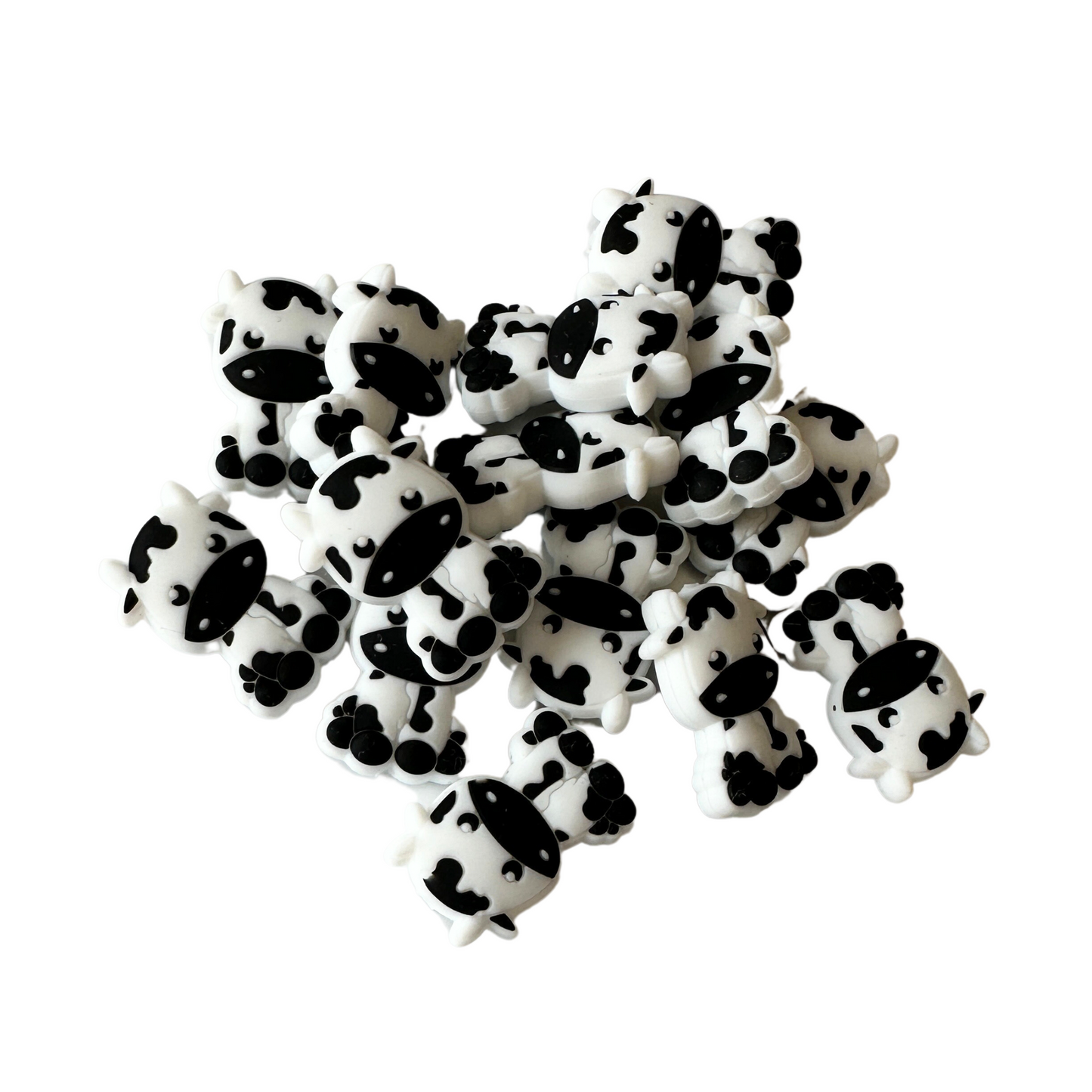 Cow Silicone Bead  |  Black | 12 pk