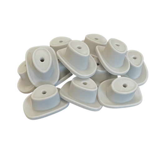 Gray Cowboy Hat Silicone Bead | 12 pk