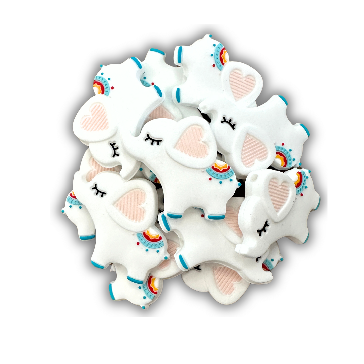 White Elephant Silicone Focal Bead | 12 Pack