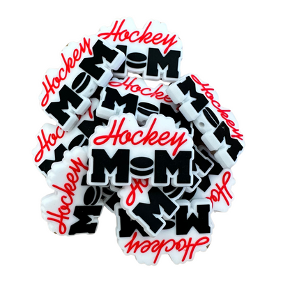 Hockey Puck Mom Silicone Focal Bead | 12 Pack