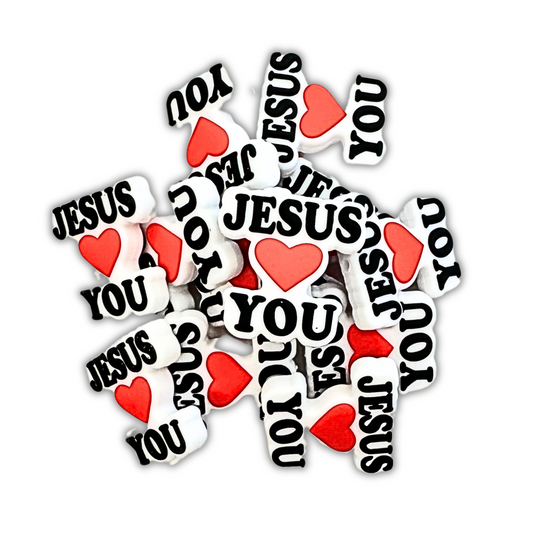 Jesus Loves You Silicone Focal Bead | 12 pack