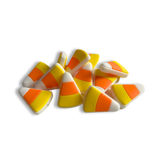 Candy Corn Halloween Silicone Focal Beads 12pk