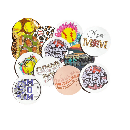 Freshie Sports Cardstock Cutouts Rounds 3” inch for Freshies Random Mix | 12 pk | For Scented Aroma Beads Bake with Mold for Car Freshie Designs, Softball, Baseball, Football, Pom and Cheer, Fishing