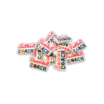 Coach Basketball Baseball Softball Football Sports Silicone Focal Beads 12pk