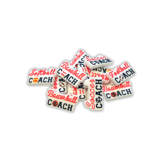 Coach Basketball Baseball Softball Football Sports Silicone Focal Beads 12pk