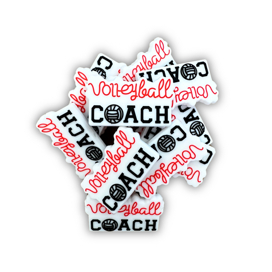 Volleyball Coach Silicone Focal Bead | 12 pack