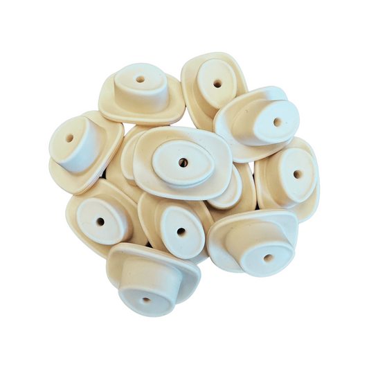 Cream Cowboy Hat Silicone Bead | 12 pk