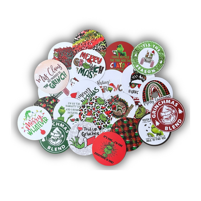 Grinch Freshie Cardstock Circles Cutouts Rounds  | 24 pk mixed