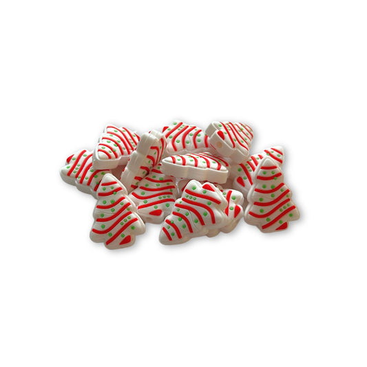 White Christmas Tree Cake Silicone Focal Beads 12pk