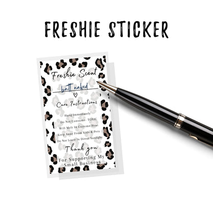 Freshie Label Stickers 2x3.5\" inches Stickers | Leopard Background Design