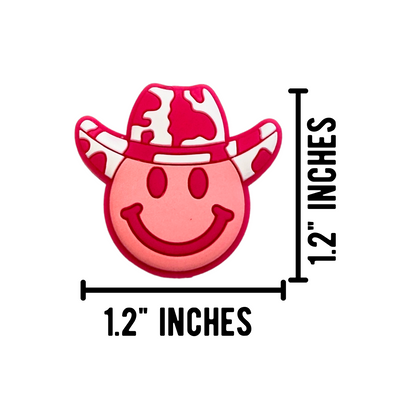 Pink Cow Print Cowgirl Hat Silicone Focal Bead | 12 Pack