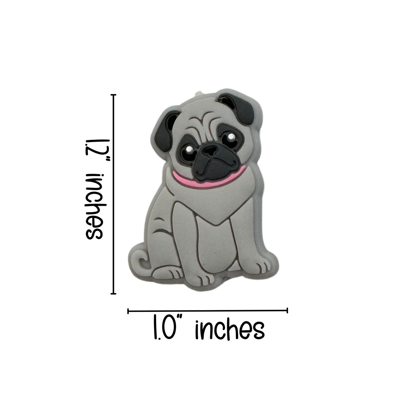 Pug Dog Silicone Focal Bead| 12 Pc Mixed Pack
