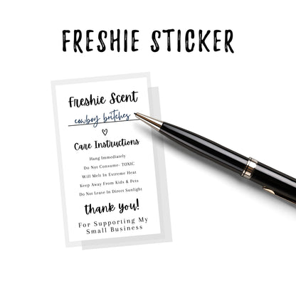 Freshie Label Stickers 2x3.5\" inches Stickers | White Background Design