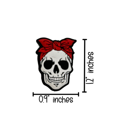 Skull with Bandana Silicone Focal Bead | 12 Pack