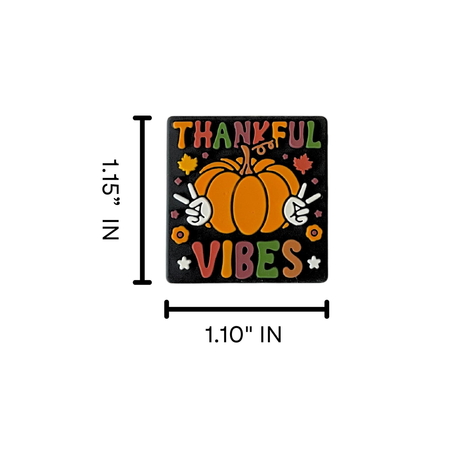 Thankful Vibes Pumpkin Thanksgiving Peace Sign Hands Silicone Focal Beads 12pk