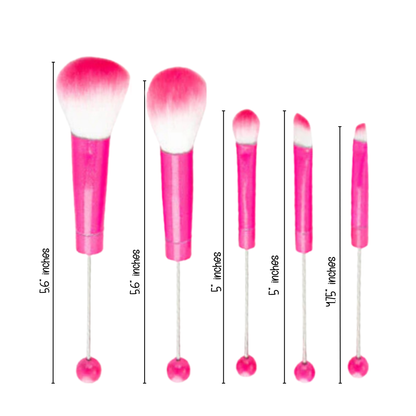 Hot Pink Beadable Makeup Brushes Set of 5