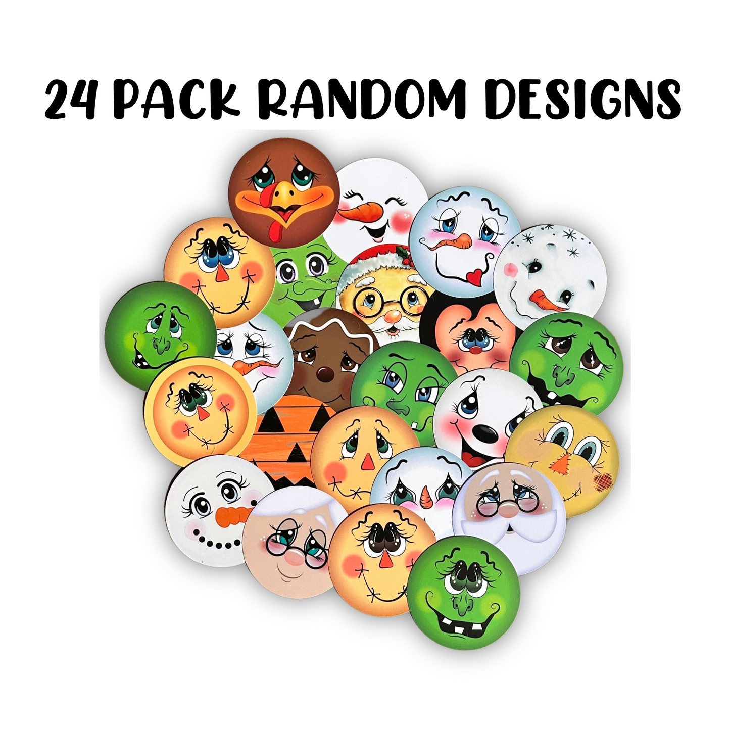 Holiday Faces Freshie Cardstock Rounds Circle | 24 Mixed Pack