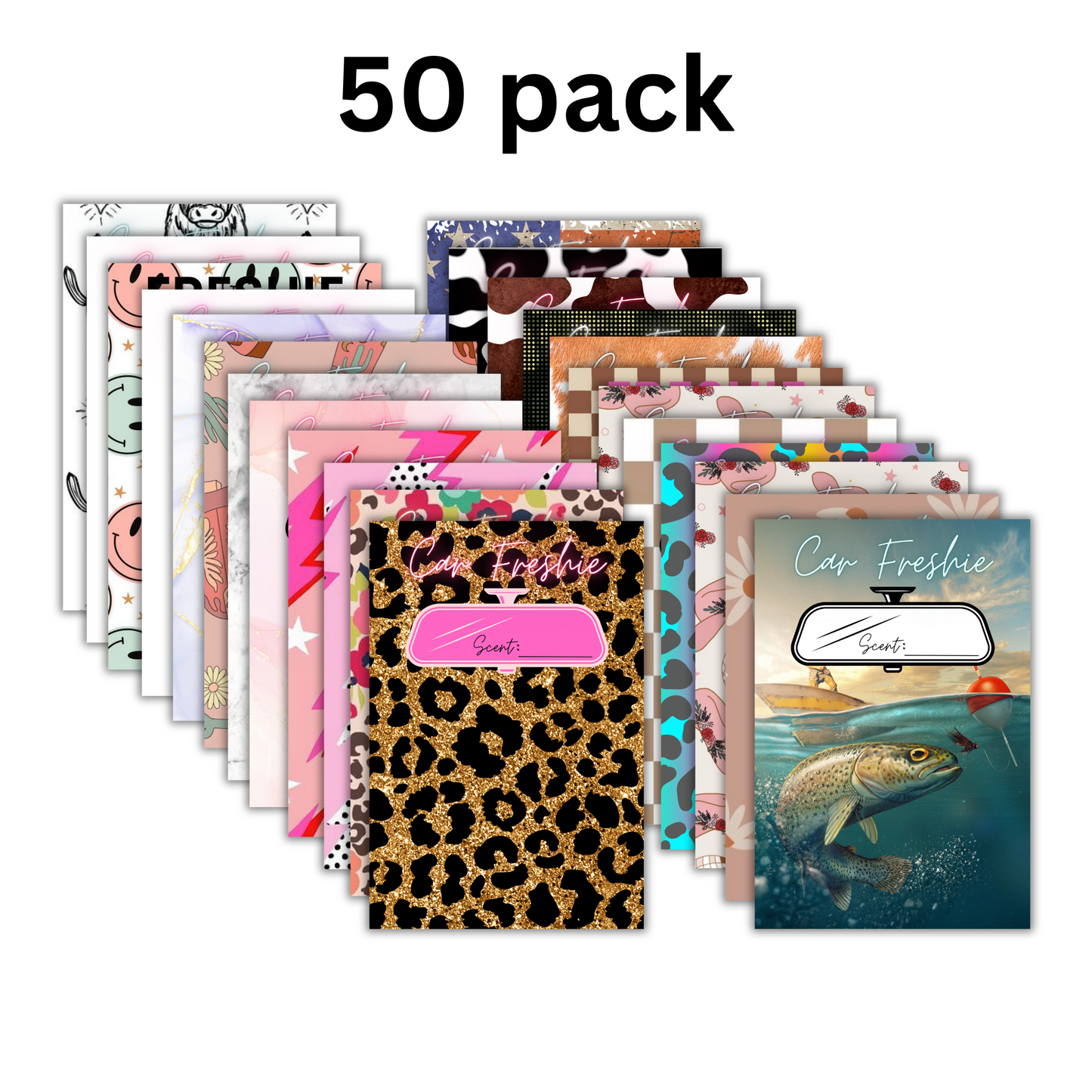 Car Freshie Cardstock Bag Inserts | 50 pk |Multi Designs