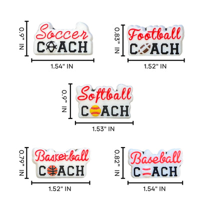 Coach Basketball Baseball Softball Football Sports Silicone Focal Beads 12pk