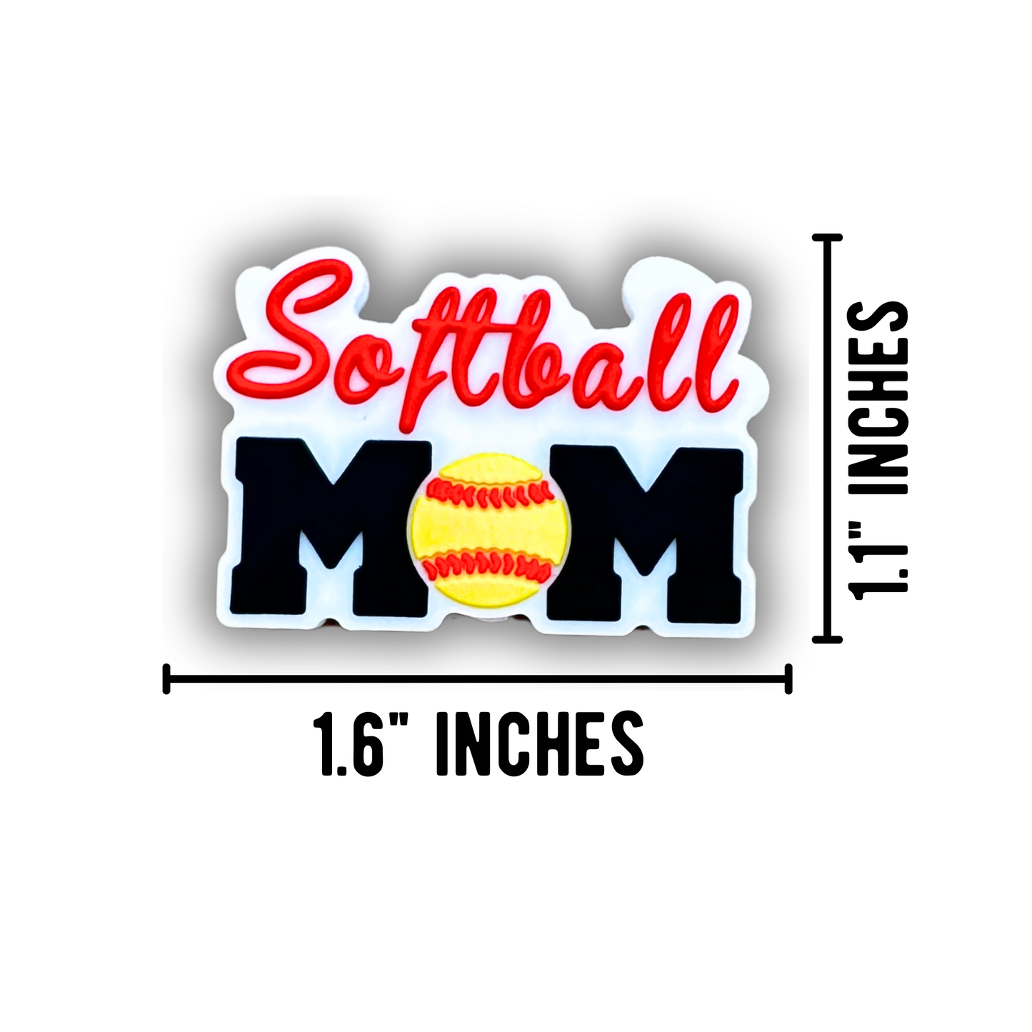 Softball  Mom Silicone Focal Bead | 12 Pack