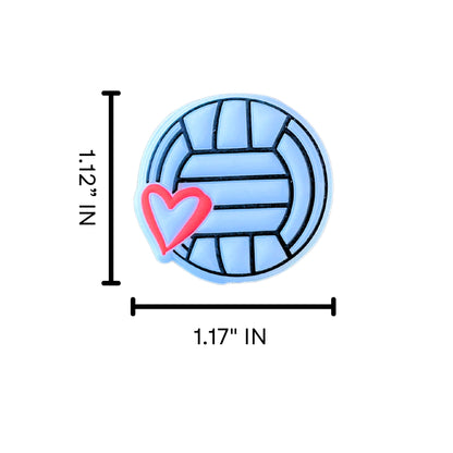 Volleyball with Heart Sports Silicone Focal Beads 12pk