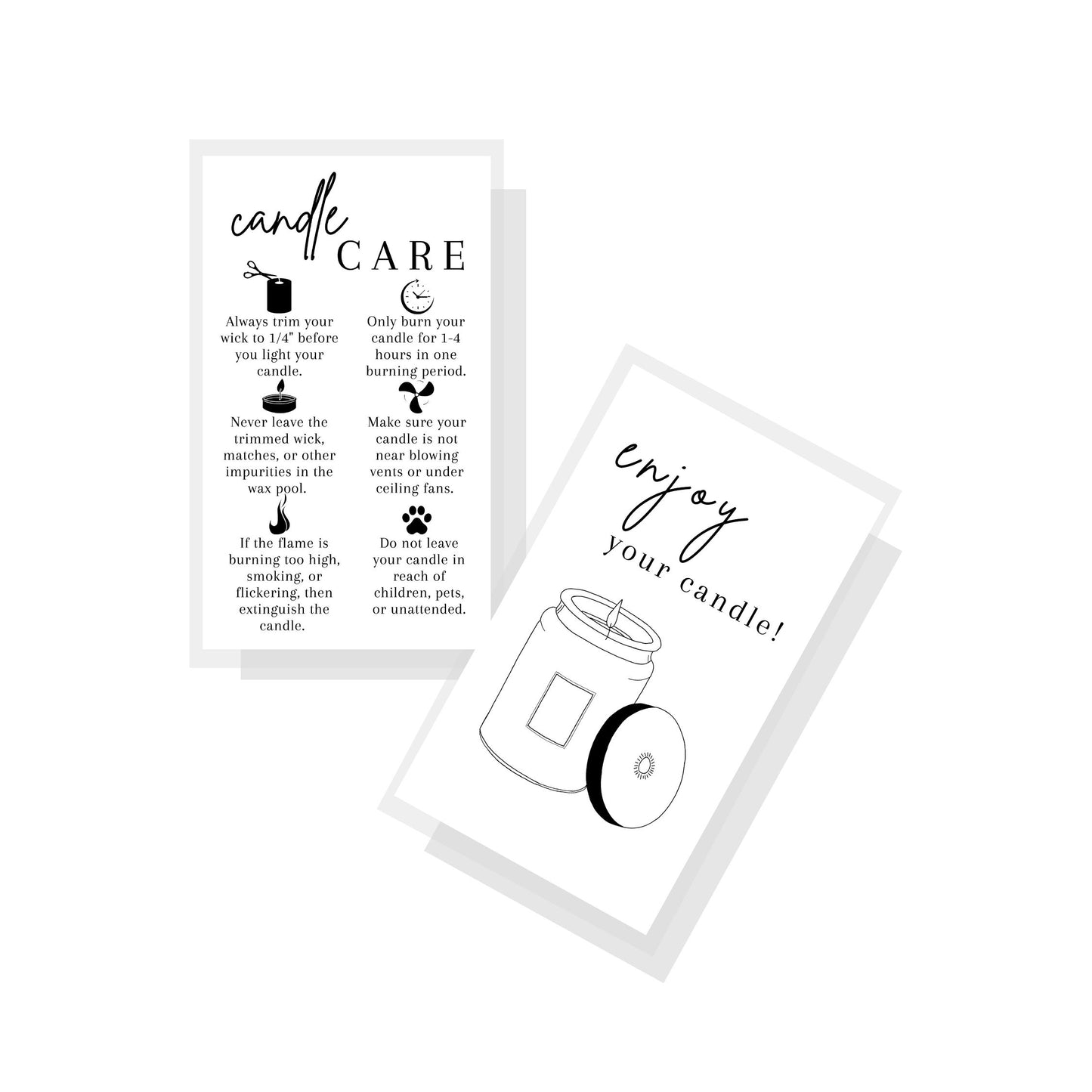 Candle Care Instruction Cards | 50 Pack | 2 x 3.5” inch Business Card