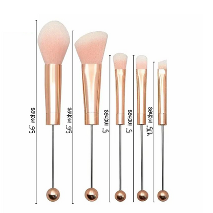 Rose Gold Beadable Makeup Brushes | Set of 5