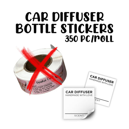 Car Oil Diffuser Hanging Bottle Scent Label | 350 pc Roll Mini 1x1” Inch Square