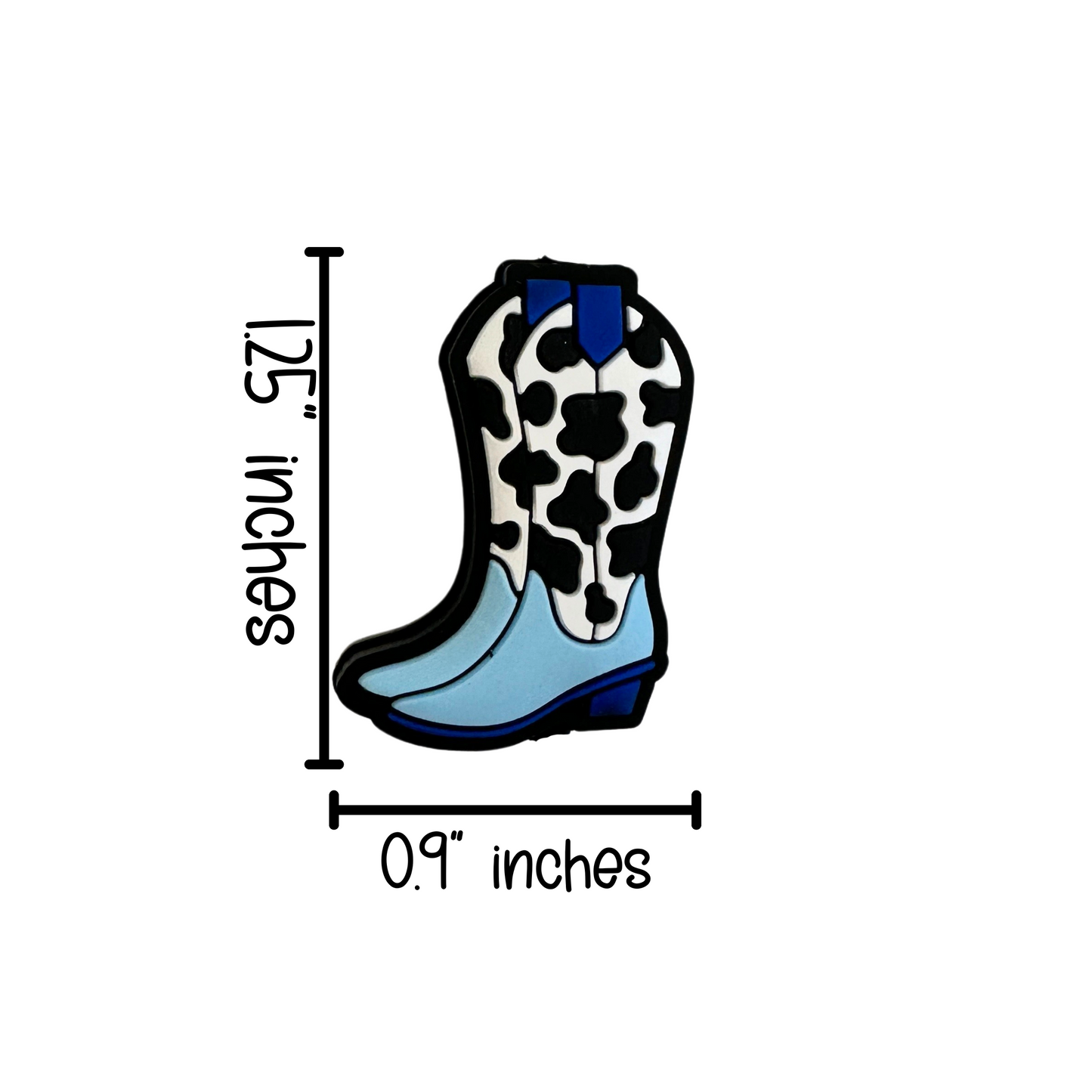 Blue Cowboy Boot Silicone Focal Beads | 12 Pc