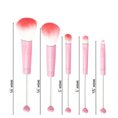 Pink Beadable Makeup Brushes Set of 5