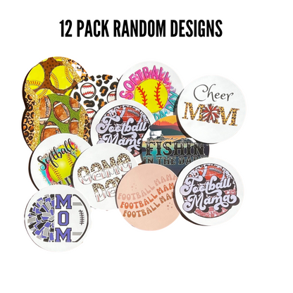 Freshie Sports Cardstock Cutouts Rounds 2.5” inch for Freshies Random Mix | 12 pk | For Scented Aroma Beads Bake with Mold for Car Freshie Designs, Softball, Baseball, Football, Pom and Cheer, Fishing