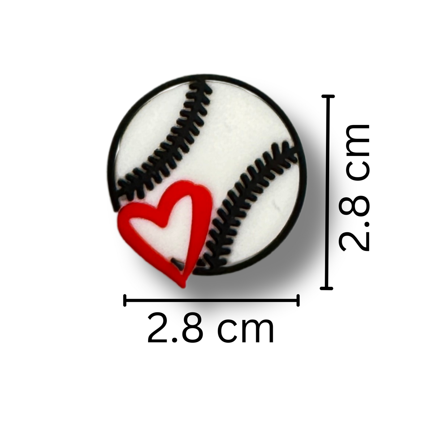 Baseball with Heart  Silicone Bead| 12 pk