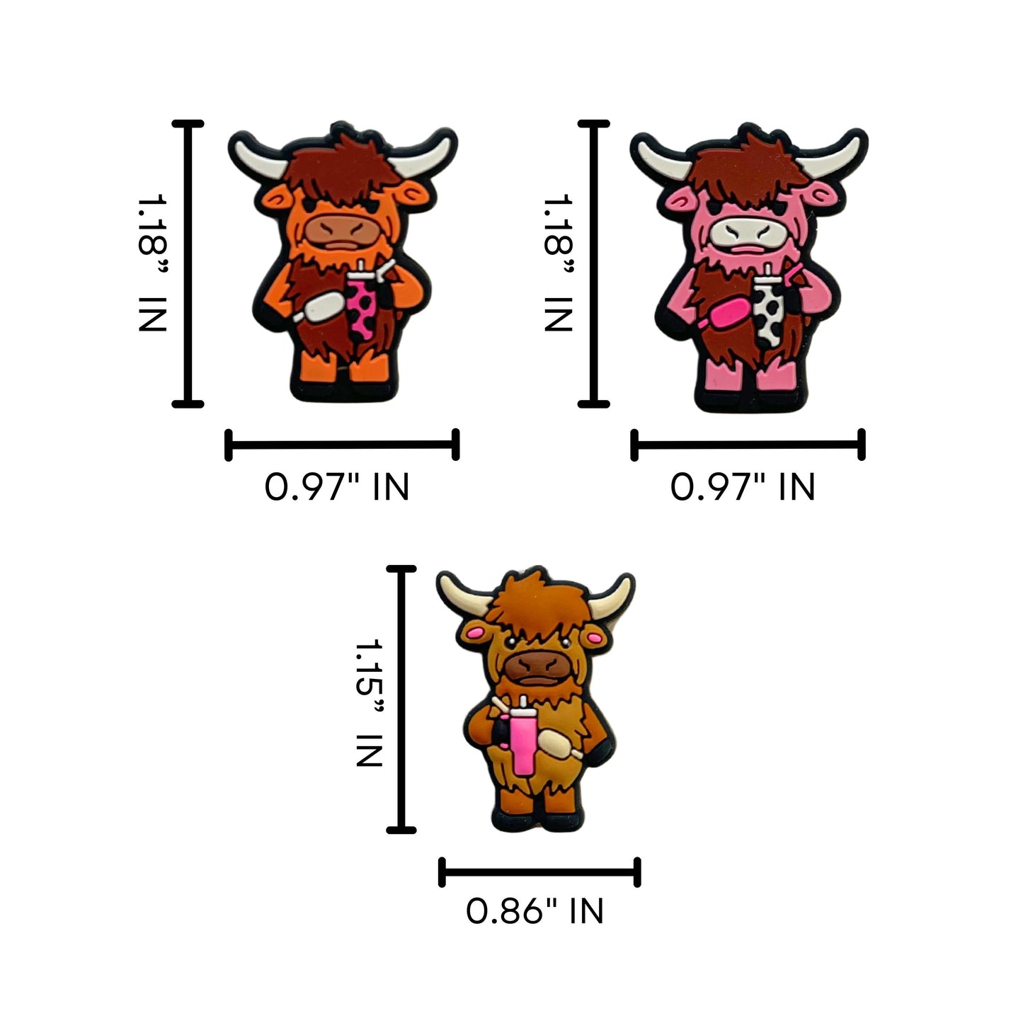 Boujee Highland Cows with Tumbler Cup and Crossbody Everywhere Bag Silicone Focal Beads 12pk