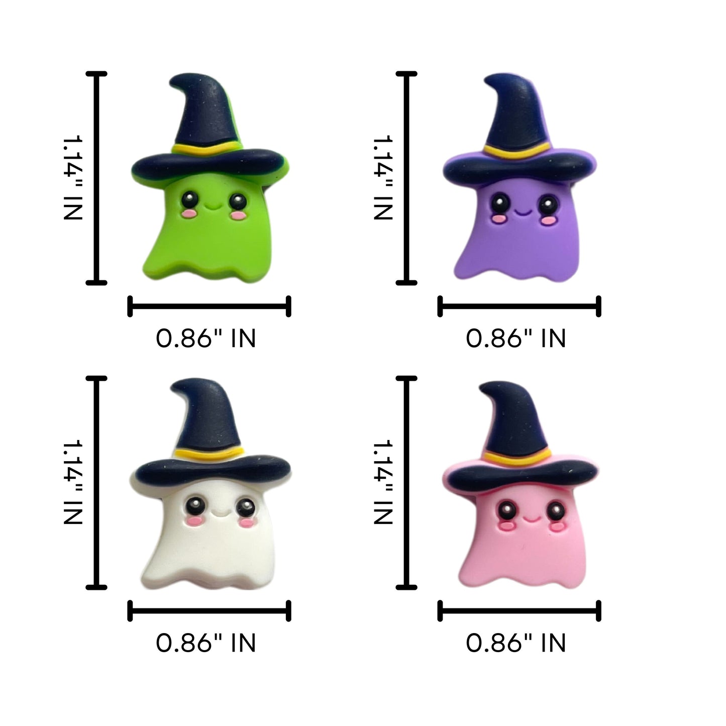 Boo Ghost with Witches Hat Halloween Freddy Focal Bead 3D 12 pk