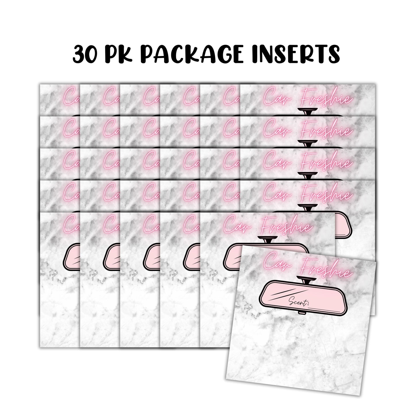 Freshie Bag Cardstock Insert 30pk 5.6x5.6” Ideal for 6” Square Holographic Bags Marble Minimalist